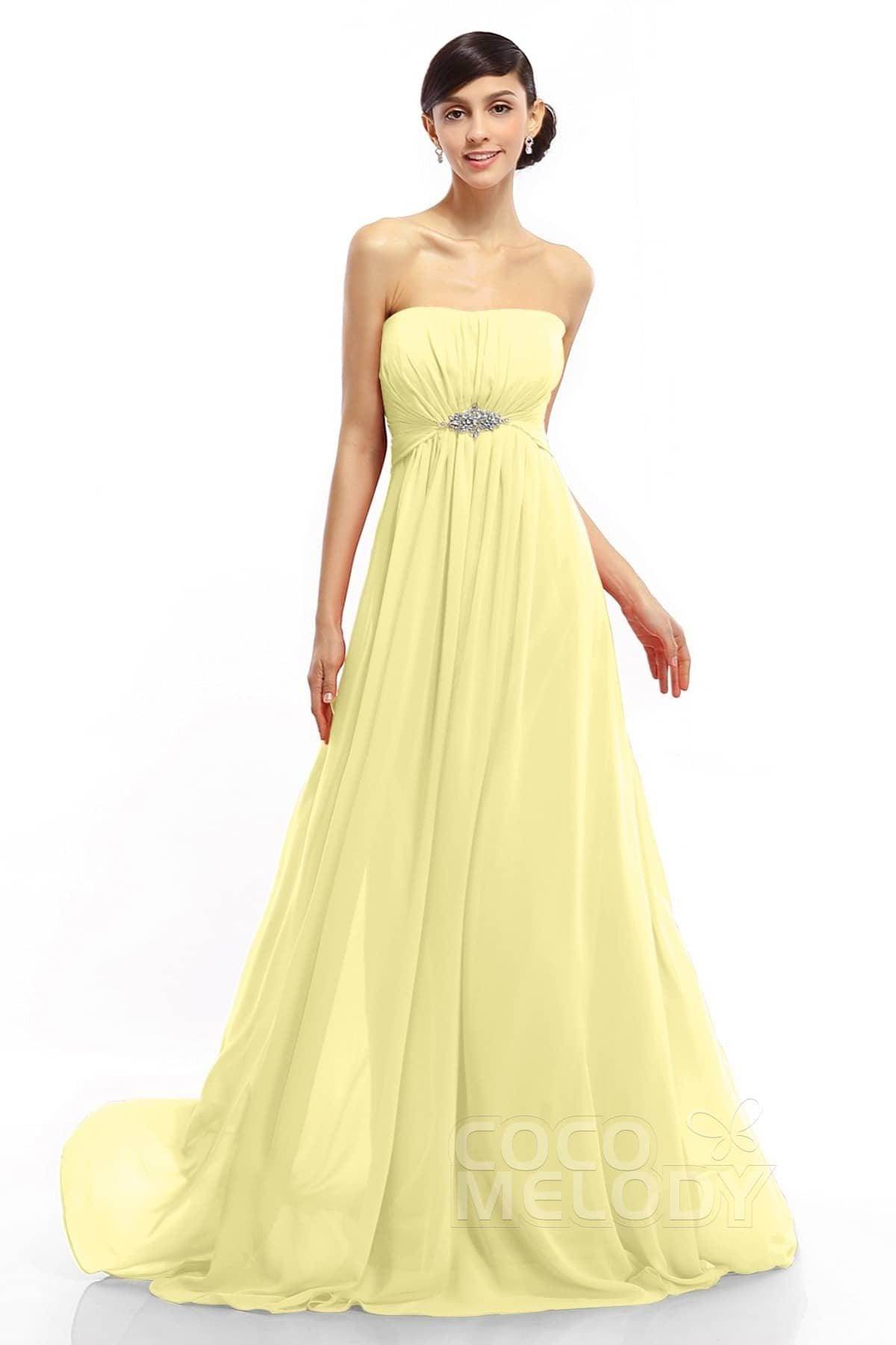 A-Line Sweep-Brush Train Chiffon Dresses COLT14008 - COCOMELODY